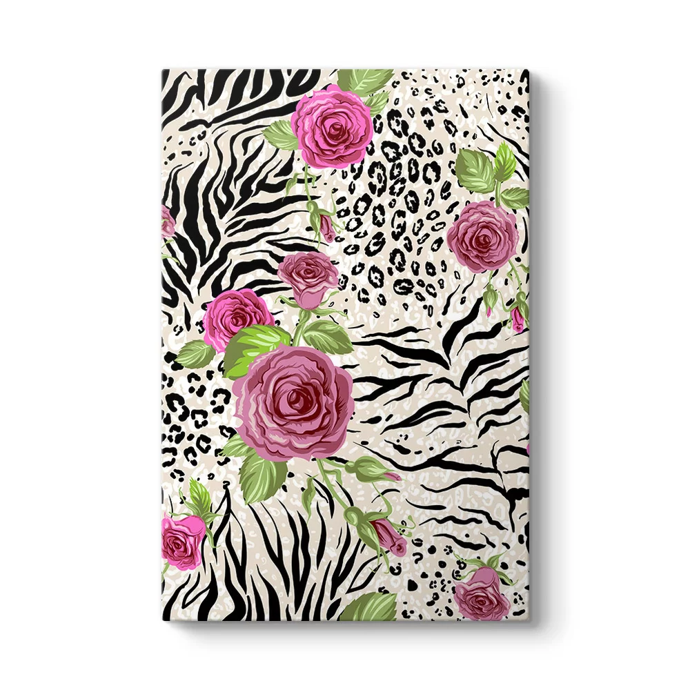 Zebra Desenli Gül Tablosu - Model 2